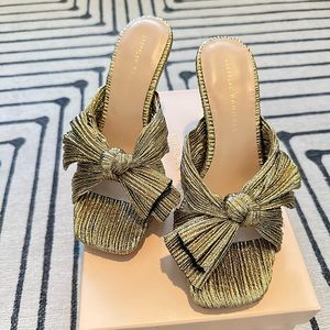 Loeffler Randall Gold Pleated Bow Mule - size 7